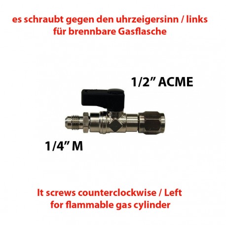Hahn 1/2"(F) ACME Links - 1/4"(M) SAE mit Stift
