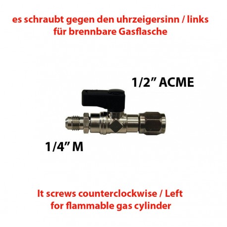 TAP 1/2"(F) ACME LEFT - 1/4"(M) SAE WITH PIN