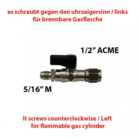 TAP 1/2"(F) ACME LEFT - 5/16"(M) SAE WITH PIN